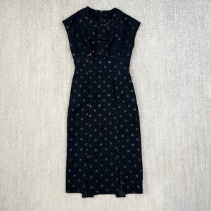 Stop Staring Bombshell Rockabilly Polka Dot Wiggle Dress M Black